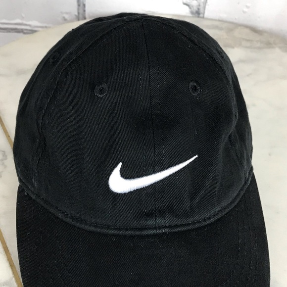Nike Just Do It Kids Toddler Black Casual Adjustable Hat & Cap White Swoosh - Picture 8 of 11
